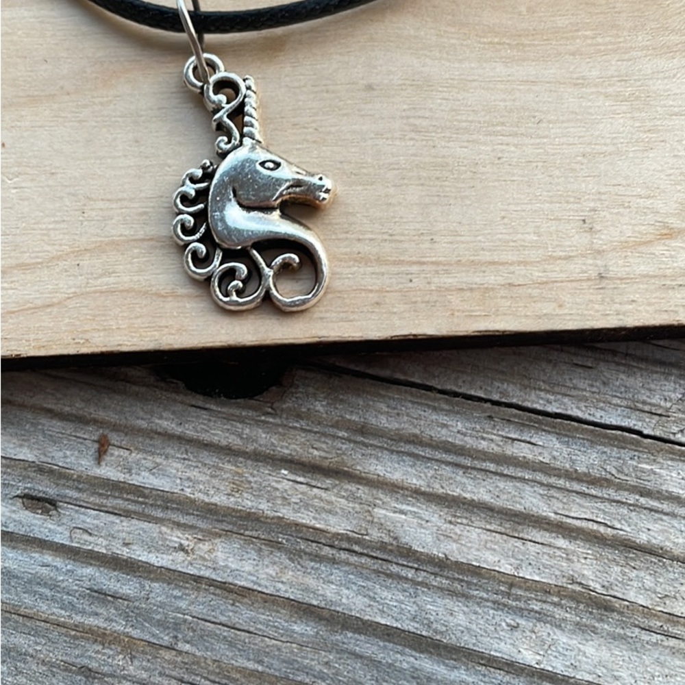 Homemade black cord necklace with Charm